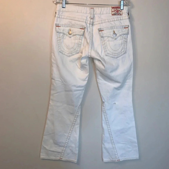 True Religion White Low Rise  Flare Distressed Jeans Y2K 30 - Picture 4 of 15